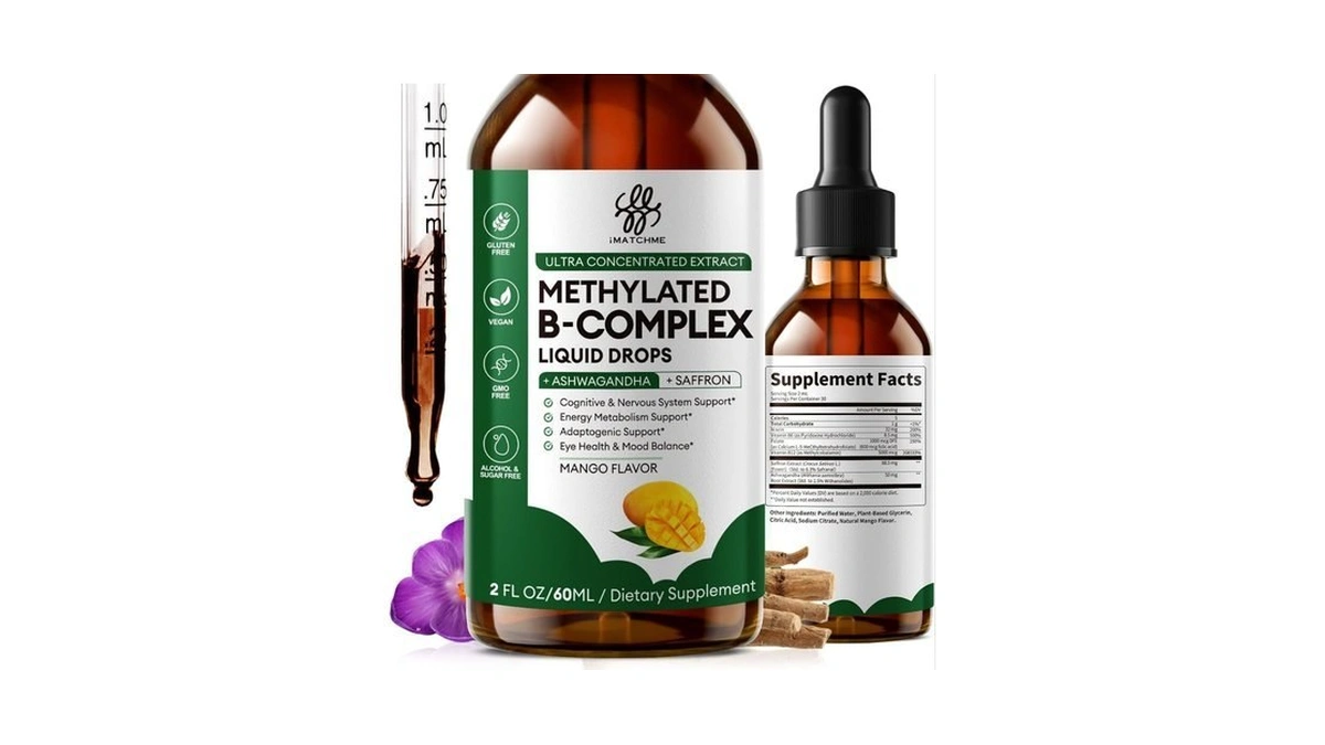 Imatchme Methylated B-complex Liquid Drops | Active B12 (methylcobalamin), L-5-mthf