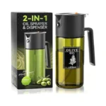 2-in-1 500ml/17oz Light-blocking Dark Oil Sprayer For Cooking With Sticker,