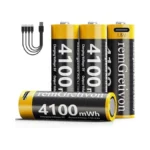 Remgretivon Usb Rechargeable Aa Batteries 4 Pack Includes 4-in-1 Usb-a
