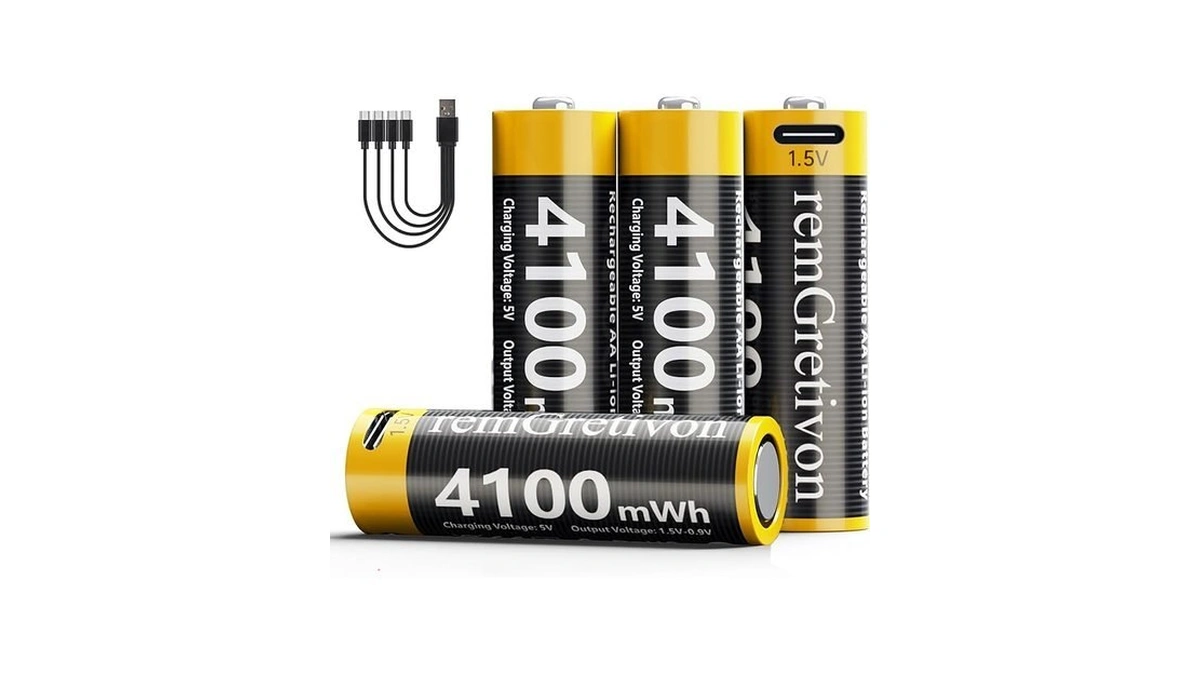 Remgretivon Usb Rechargeable Aa Batteries 4 Pack Includes 4-in-1 Usb-a