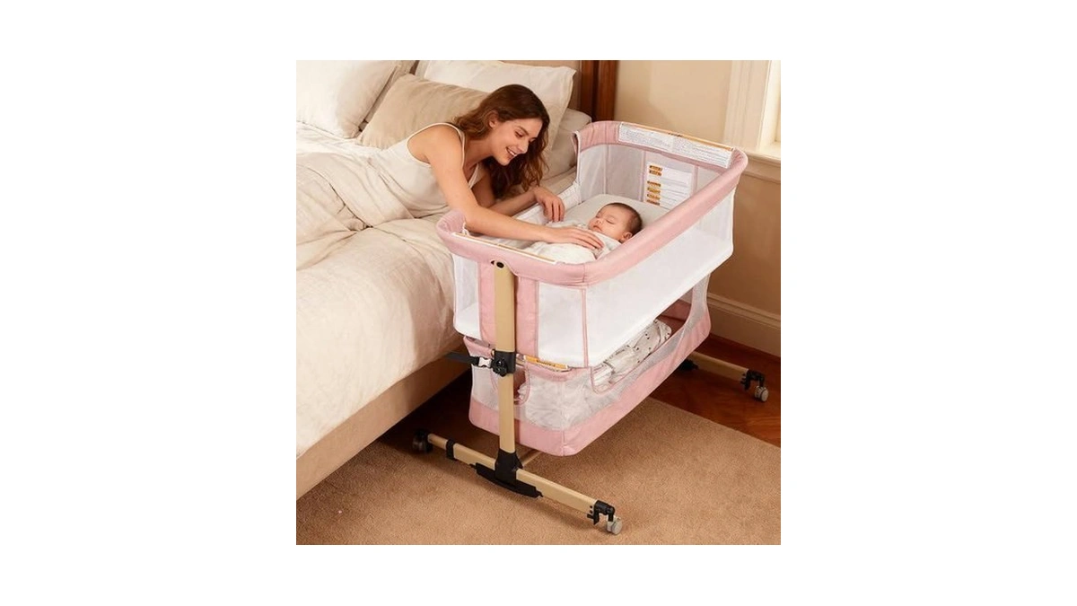 Baby Bassinet Bedside Sleeper, 3-in-1 Bedside Bassinet, 5 Height Adjustable