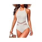 Women’s Tummy Control One Piece Swimsuit 2026- Mesh Push Up
