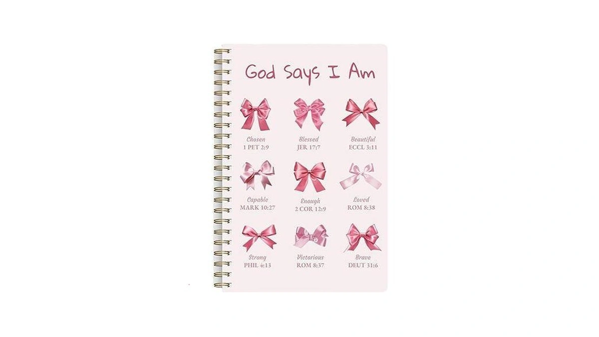 Qavinch Bible Prayer Journal For Women, Pink Christian Blank Notebook