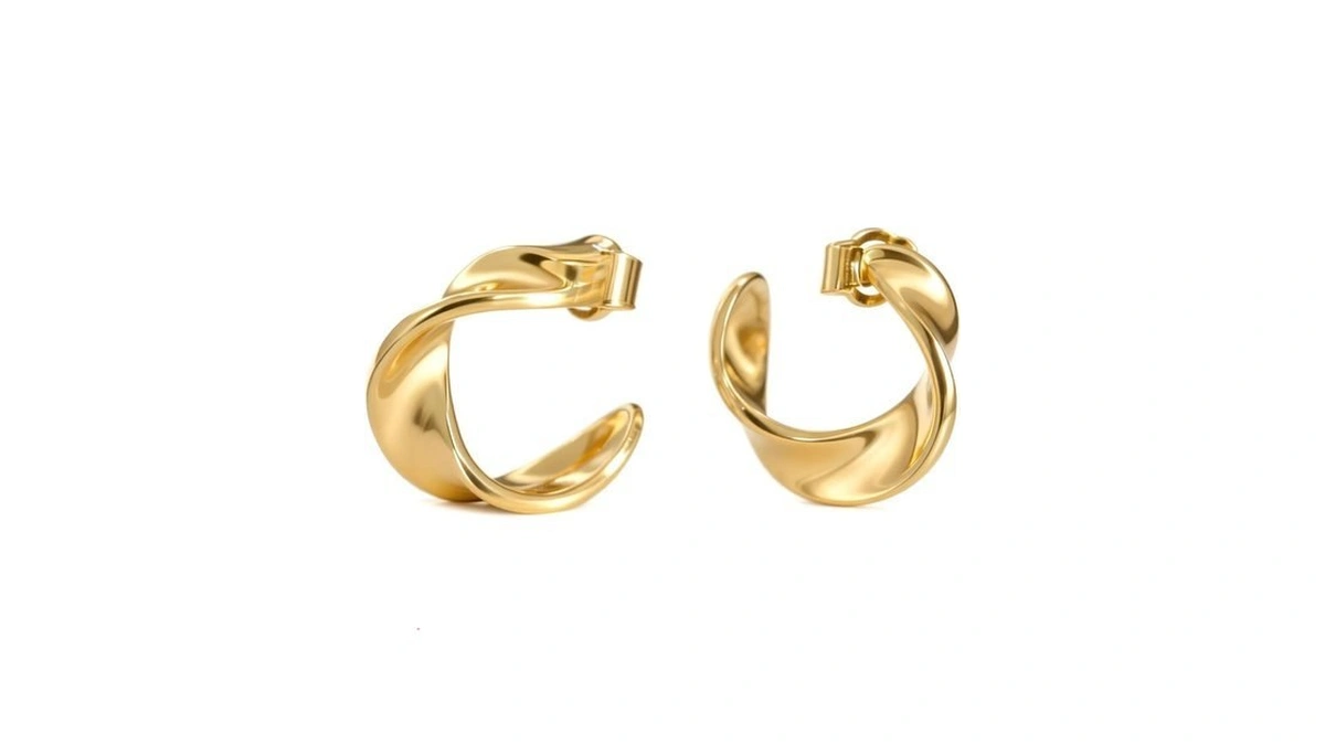 Geedow Spiral Hoop Earrings For Women - 18k Gold Plated