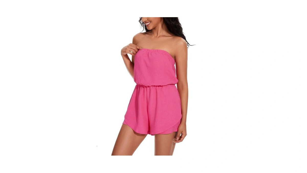Syneelife Short Rompers For Women Strapless Dressy Romper Coverups Beachwear