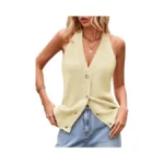 Women Sweater Vest Button Down V Neck Knit Tank Top