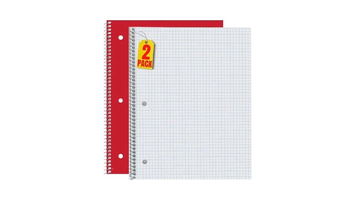 1intheoffice Graph Ruled Spiral Notebook, Quad Ruled Notebook Spiral, 100