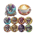 Zythron 8 Pcs Diamond Art Coasters Skull Diamond Painting Coasters