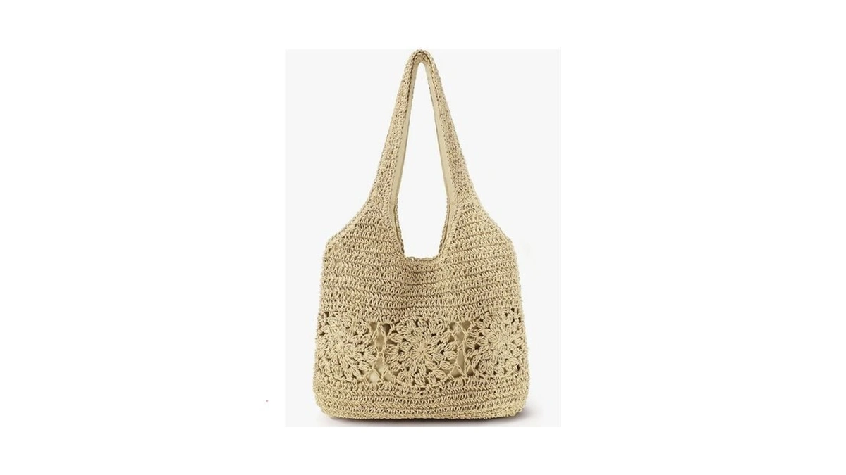 Loiyadn Beach Bag, Straw Beach Bags For Women, Floral Designed