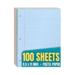 1intheoffice Colored Notebook Paper, 8.5x11 Wide Ruled Lined Loose Leaf