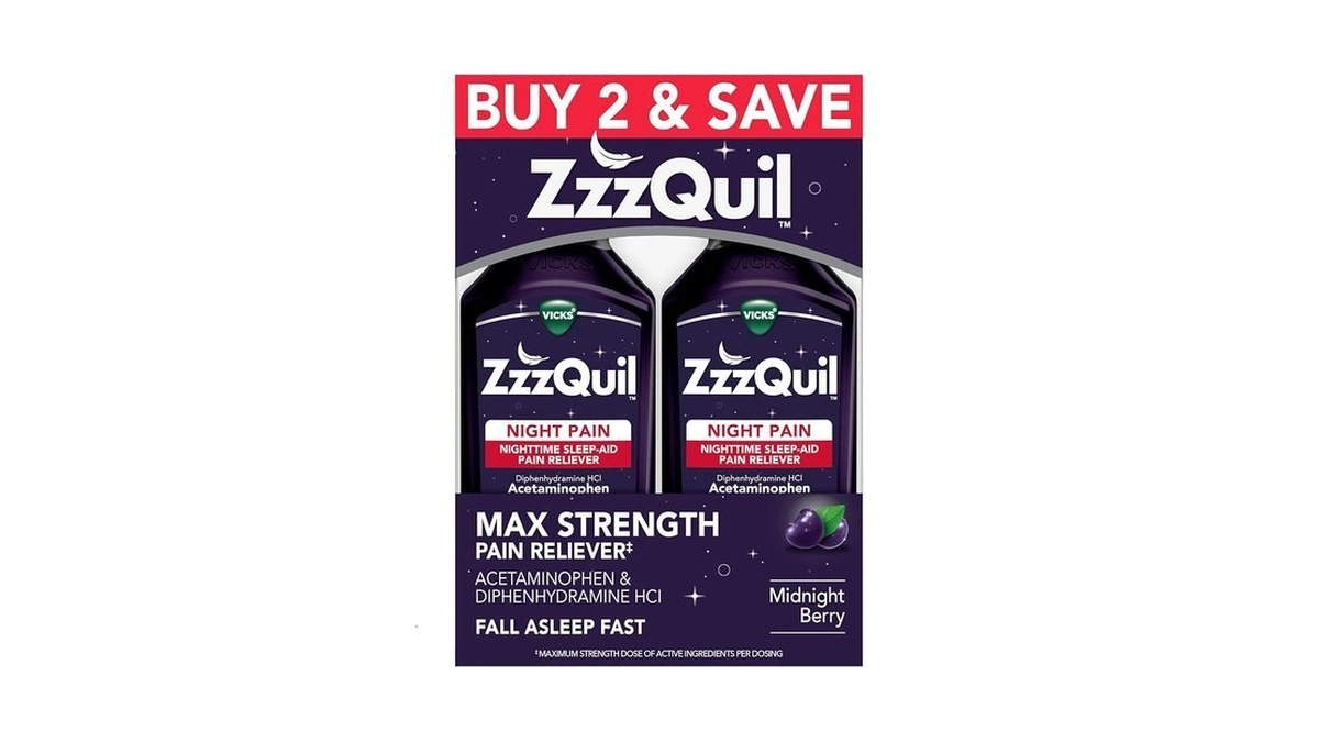 Zzzquil Liquid, Max Strength Pain Reliever, Nighttime Sleep Aid Liquid,