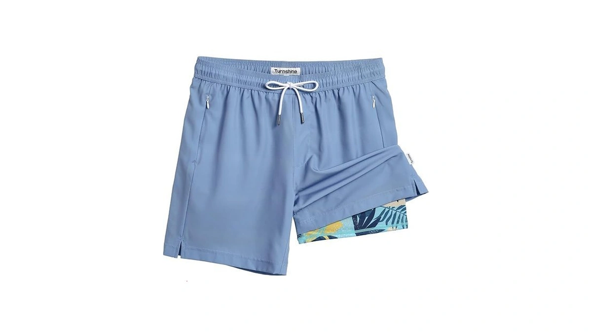Turnshine Mens Swim Trunks With Compression Liner Stretch 7" Bathing