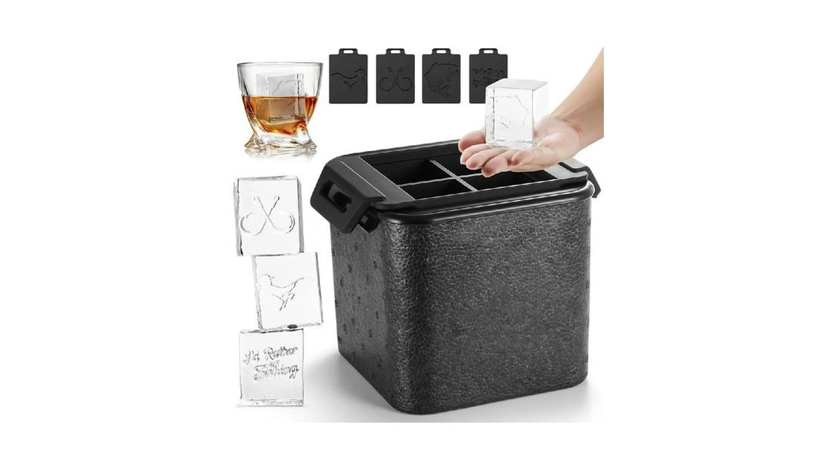 Tppick Clear Square Ice Cube Maker Mold For Whiskey Bourbon,