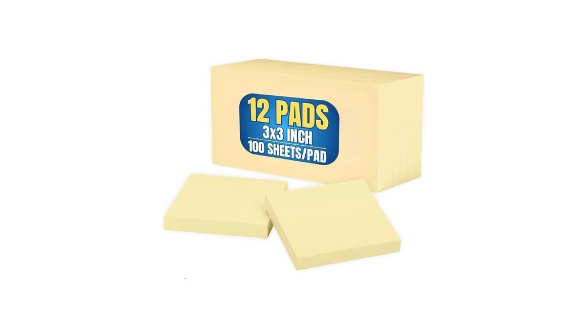 1intheoffice Sticky Notes 3x3, Yellow Sticky Notes, Self-stick Note Pads,