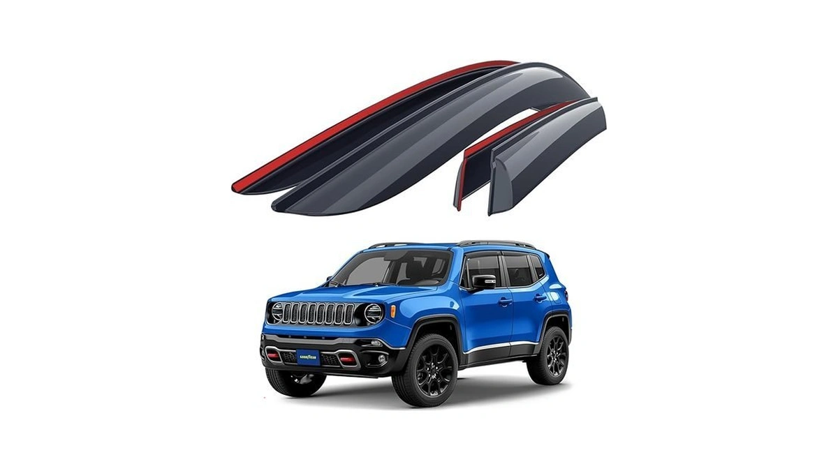 Goodyear Shatterproof Side Window Deflectors For Jeep Renegade 2015-2023, Tape-on