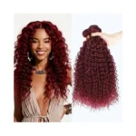 Lumwav 99j Burgundy Jerry Curly Human Hair Bundles 22 24