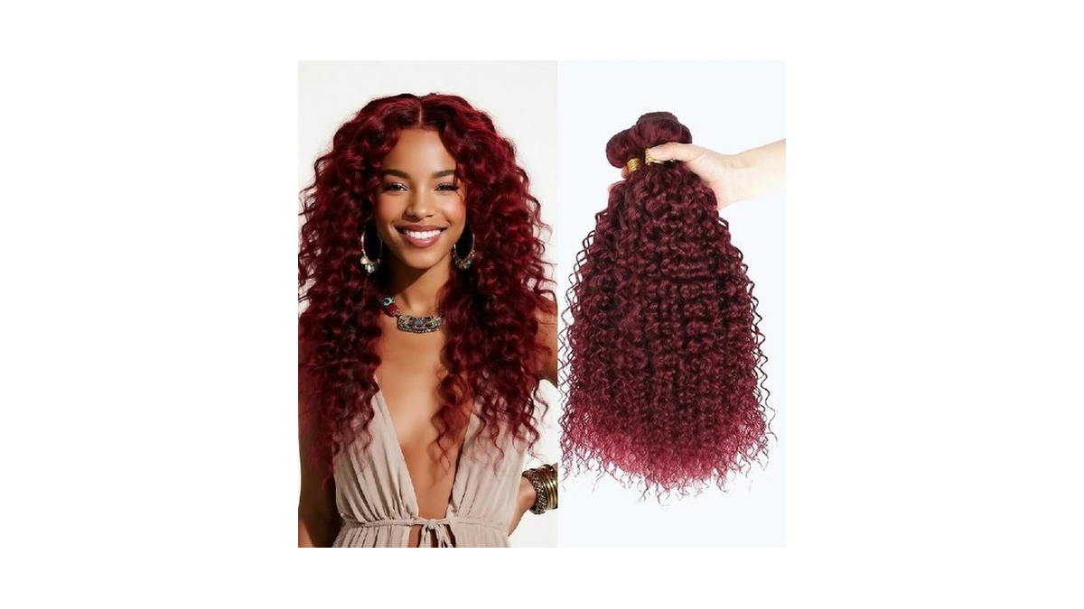 Lumwav 99j Burgundy Jerry Curly Human Hair Bundles 22 24