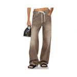 Cicy Bell Womens Wide Leg Jeans Drawstring High Waisted Baggy