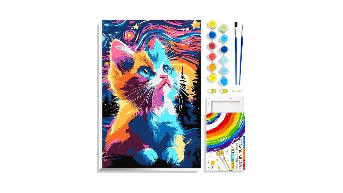 Quitedew Paint By Numbers Kit For Adults Framed,cat Paint By