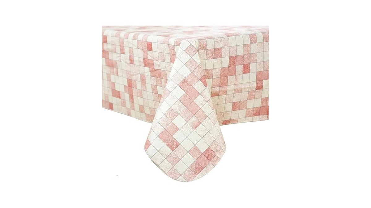 Fifty Feet 84x60 Inch Rectangle Tablecloth, Vinyl Tablecloth With Flannel
