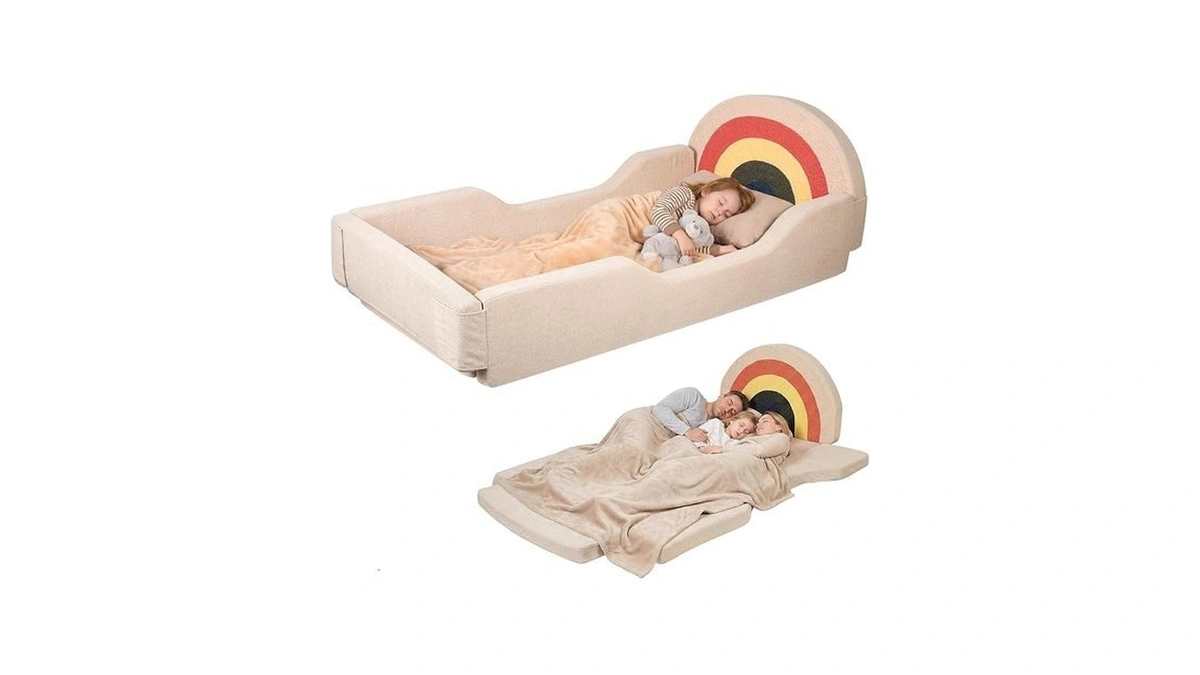 Toddler Bed With Mattress Included, Rainbow Toddler Floor Beds No