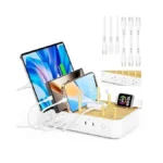 Visionsync Bamboo Usb-c Charging Station For Multiple Devices,60w 6 Port