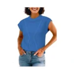 Arach&cloz Womens Spring Sweater Vest 2025 Cap Sleeve Crew Neck