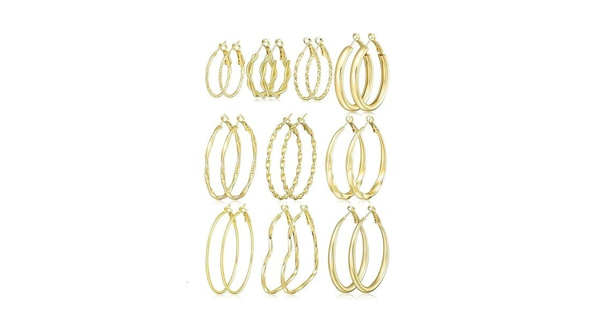 Gold Hoop Earrings For Women, Hypoallergenic Large Heart Hoops Earrings