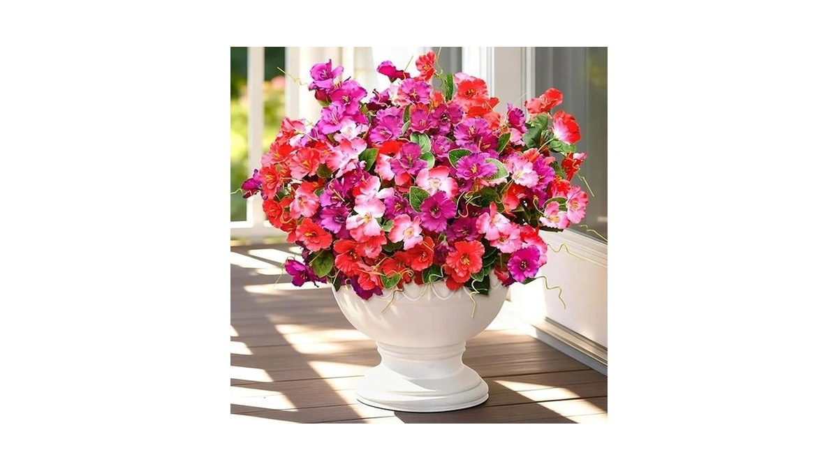 Yastouay Artificial Flowers For Outdoors Uv Resistant, 6 Bundles Realistic