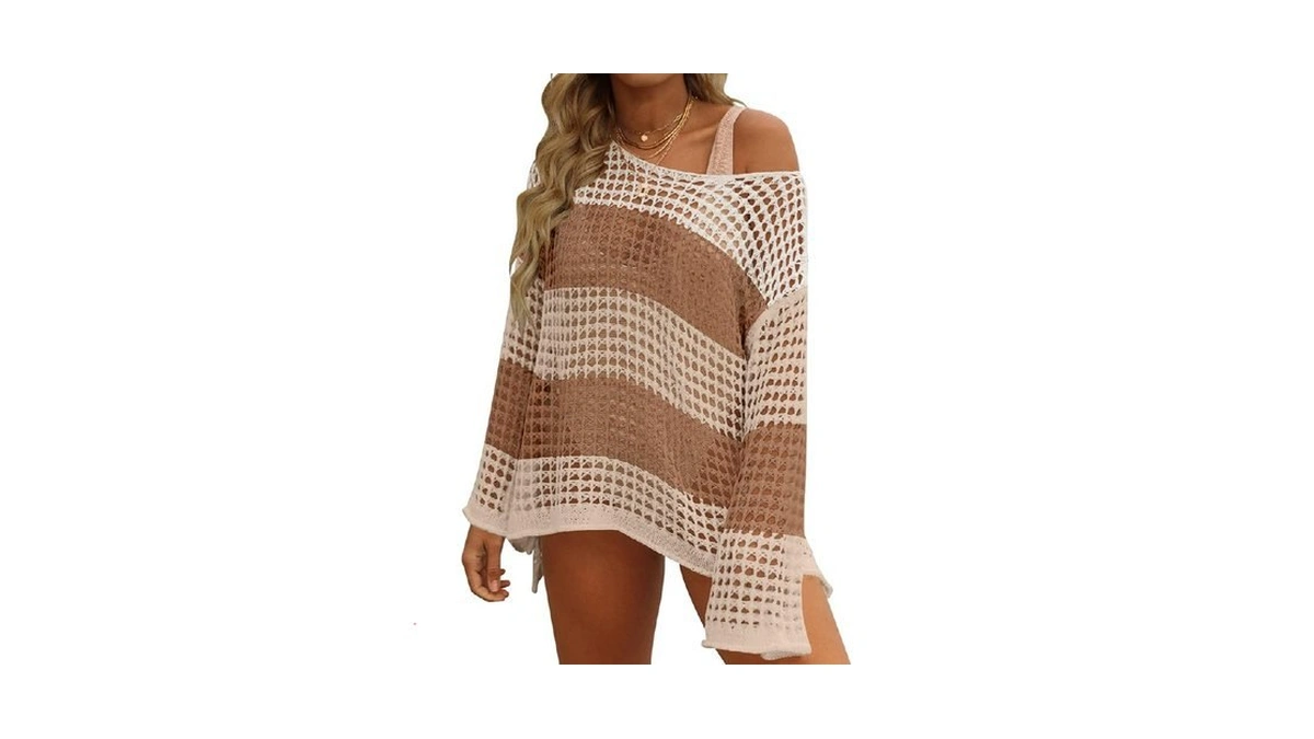 Zesica Women's 2026 Summer Crochet Hollow Out Long Sleeve Beach