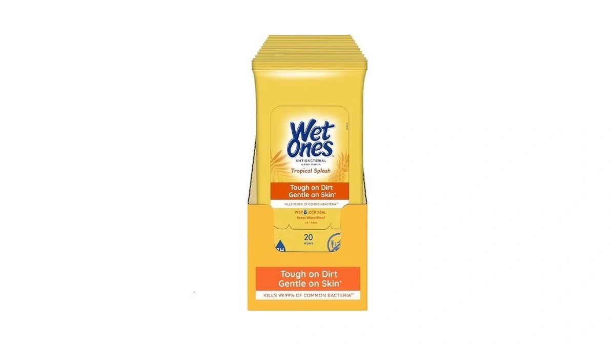 Wet Ones Antibacterial Hand Wipe, Travel Packs- Tropical Splash Scent,