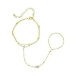 Hand Chain Bracelets For Women 14k Gold Plated Initial Bracelet