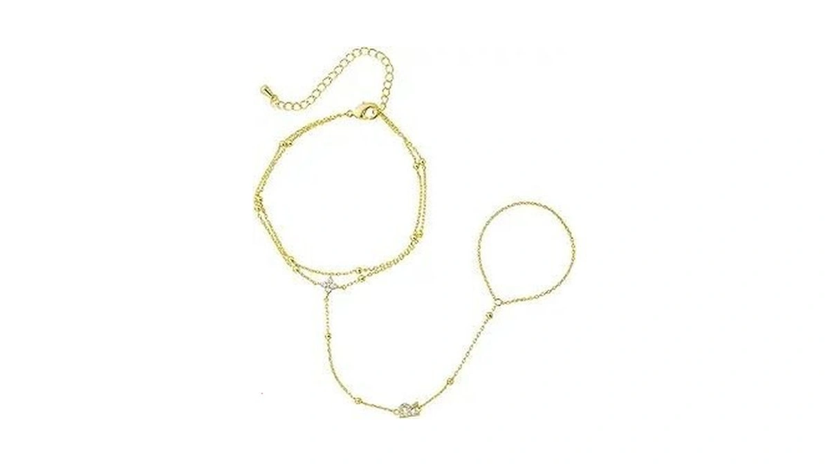 Hand Chain Bracelets For Women 14k Gold Plated Initial Bracelet