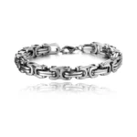 Hclian Mens Bracelet - Stainless Steel Byzantine Chain Bracelets For