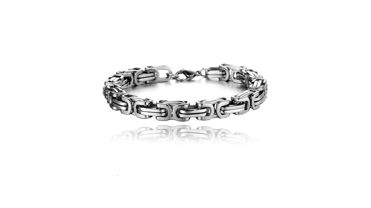 Hclian Mens Bracelet - Stainless Steel Byzantine Chain Bracelets For