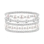 Adoyi Silver Beaded Bracelets For Women, 14k Gold Plated Bead