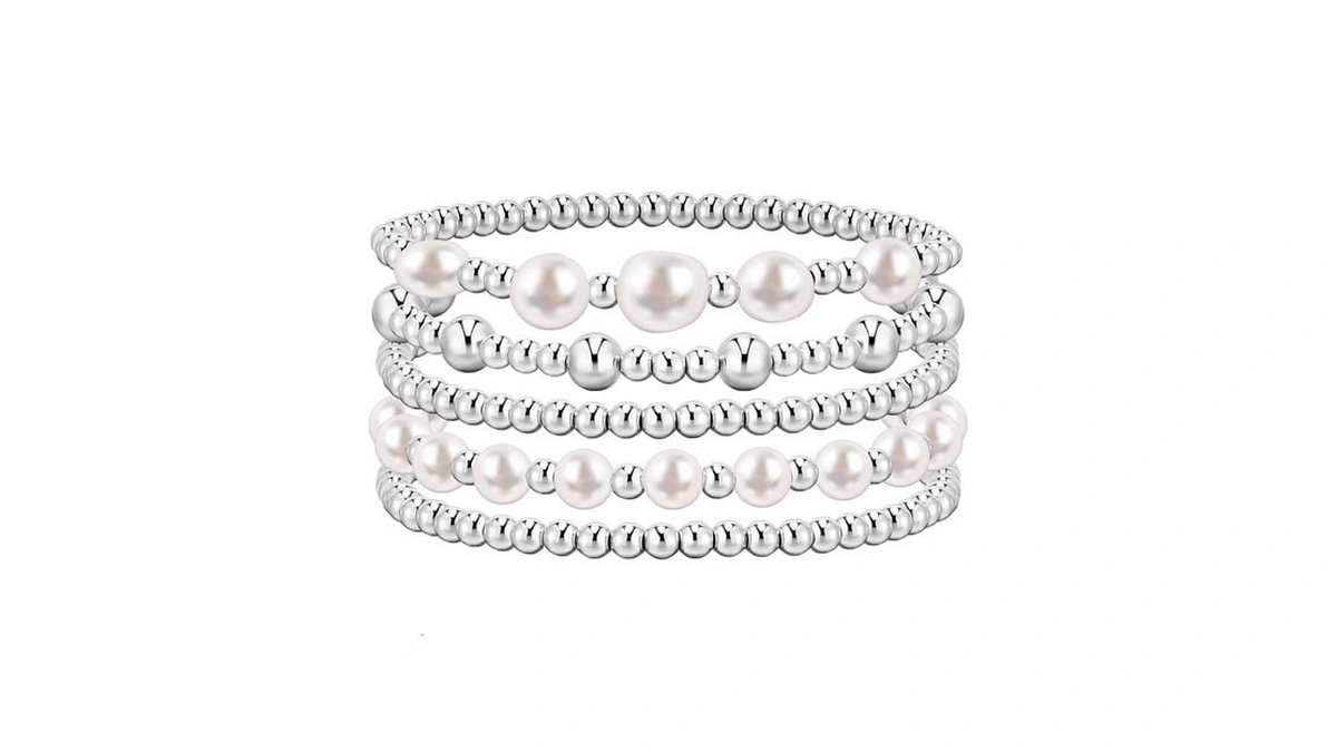 Adoyi Silver Beaded Bracelets For Women, 14k Gold Plated Bead