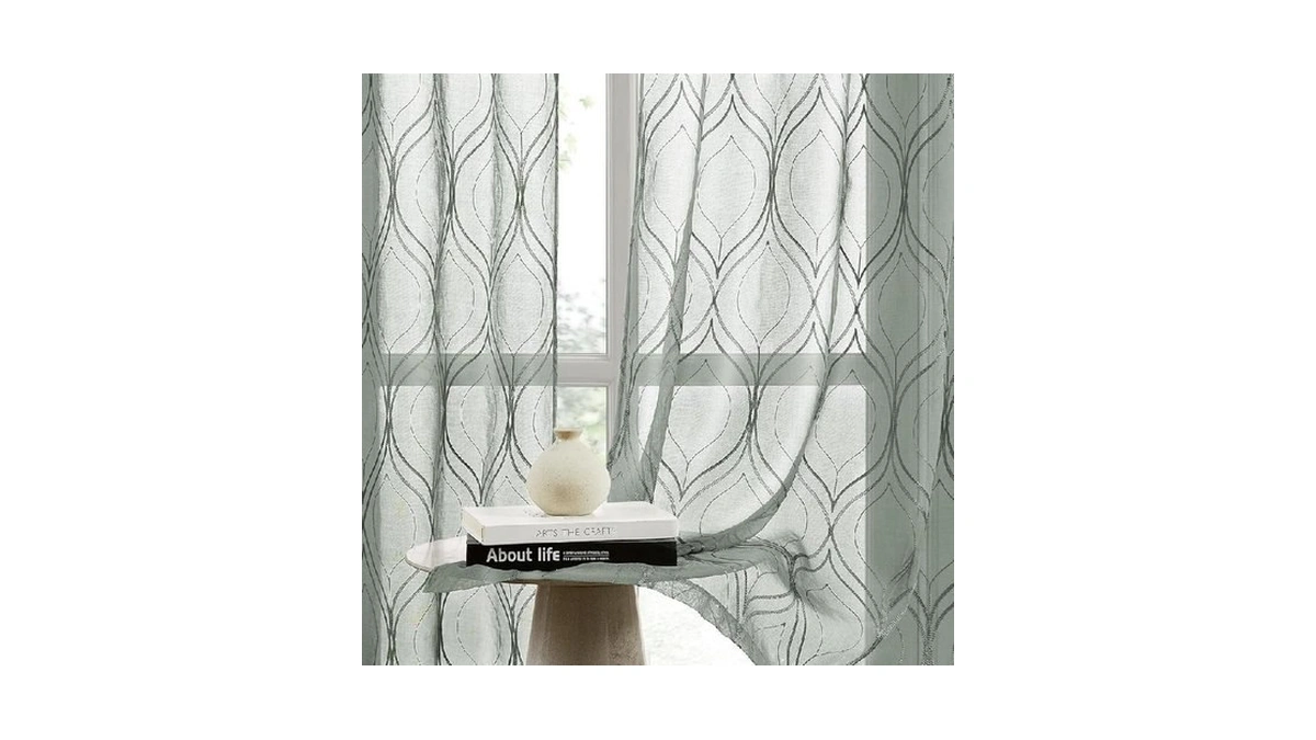 Homeideas Sage Green Sheer Curtains, 52 X 84 Inches Long