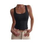 Pinkmstyle Scoop Neck Double Lined Tank Top For Women Basic