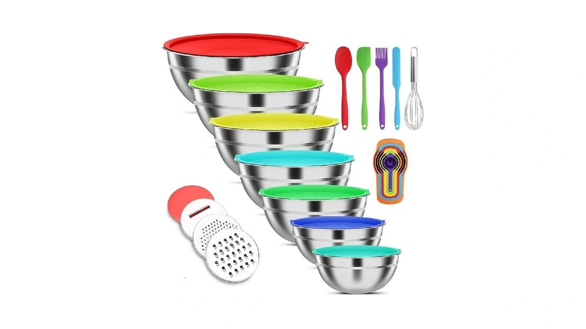 Envtek Mixing Bowls With Lids Set, 7 Pcs Stainless Steel