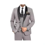 3 Piece Grey Tuxedo For Men Prom Dinner Suits One