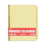 1intheoffice Numbered Tab Dividers,1-31 Tab Dividers, Binder Dividers, Binder Dividers