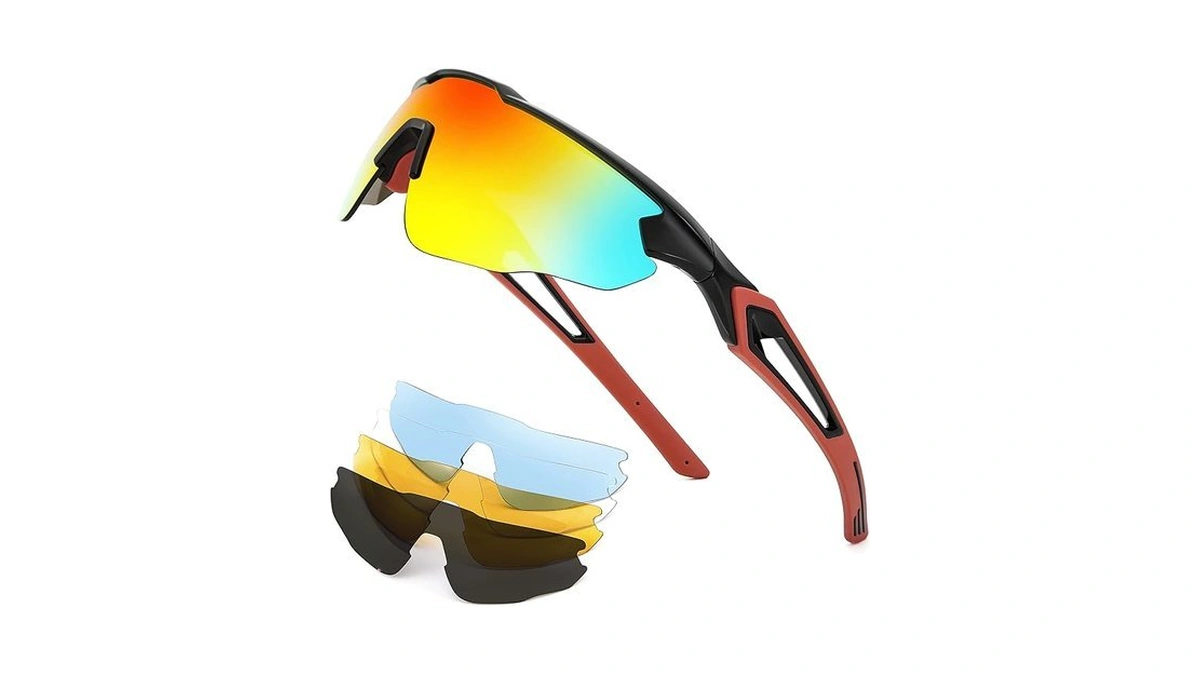 Feisedy Sports Sunglasses, With 5 Lenses For Men Women, Tr90