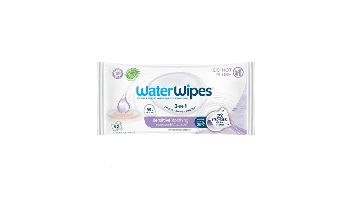 Waterwipes Sensitive+ Soothing Wipes, 3-in-1 Cleans, Cares, Soothes, 99% Water
