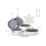 Ammeloo 15-piece Ribbed Ceramic Cookware Set, Pots And Pans Set