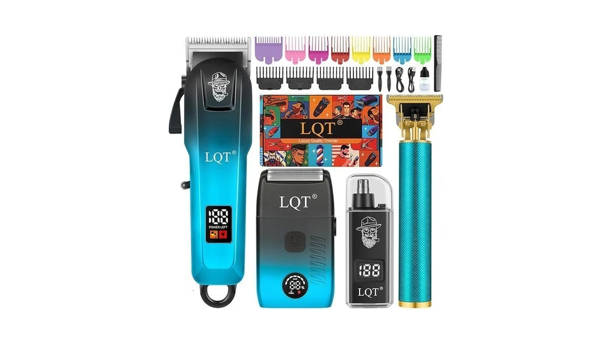 Hair Clippers For Men With Led Display, 4-piece Cordless Grooming
