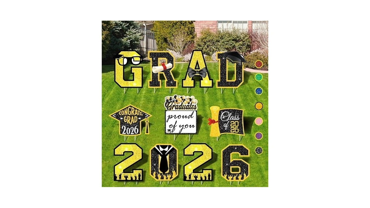 Lotus Hills Graduation Decorations 2026 Black And Gold, 11 Pcs