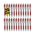 1intheoffice Retractable Red Gel Pens, Rollerball, Medium Point 0.7mm, Red