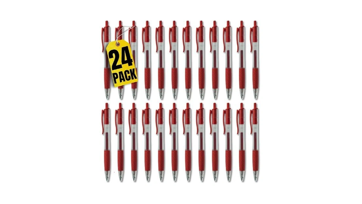 1intheoffice Retractable Red Gel Pens, Rollerball, Medium Point 0.7mm, Red