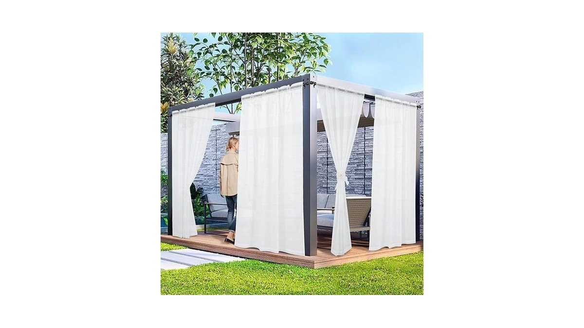 Laseniewa 2 Panels Outdoor Sheer Curtains For Patio, White Privacy